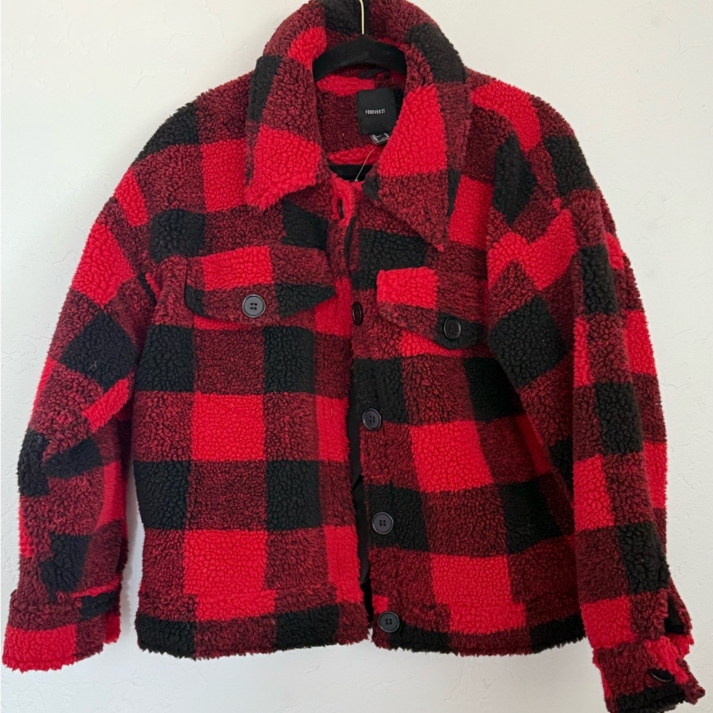 Forever 21 - Buffalo Plaid Faux Shearling Coat
